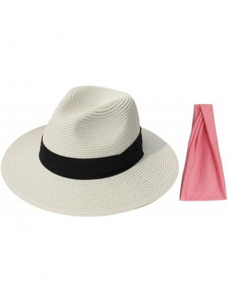 Sun Hats Women Straw Panama Hat Felt Fedora Beach Sun Hat Vintage Headband Wide Brim Straw Roll up Hat UPF 30+ - C61947R8XY9 ...