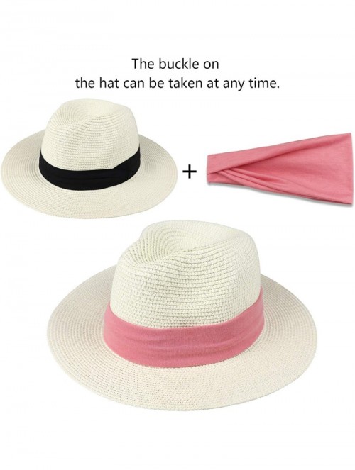 Sun Hats Women Straw Panama Hat Felt Fedora Beach Sun Hat Vintage Headband Wide Brim Straw Roll up Hat UPF 30+ - C61947R8XY9 ...