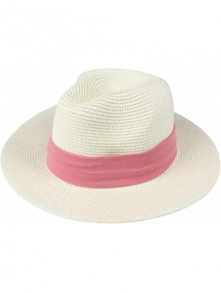 Sun Hats Women Straw Panama Hat Felt Fedora Beach Sun Hat Vintage Headband Wide Brim Straw Roll up Hat UPF 30+ - C61947R8XY9 ...