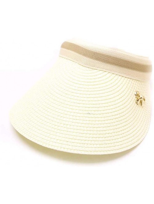 Sun Hats Baseball Sunshade Hat- Women Embroidered Flower Denim Cap Bow Hollow Straw Hat Summer Visor Beach Cap - White - CE18...