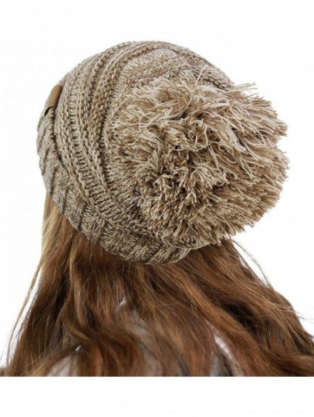 Skullies & Beanies Pom Pom Oversized Baggy Slouchy Thick Winter Beanie Hat - Taupe Mix - C718R4A6NQ5 $16.79