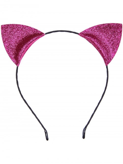 Headbands Christmas Headband Glitter Antlers Cat Ears Holiday Cosplay Party Costume - A - Rose Red - Cat Ears - CG184RQ32NC $...