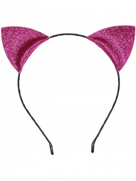 Headbands Christmas Headband Glitter Antlers Cat Ears Holiday Cosplay Party Costume - A - Rose Red - Cat Ears - CG184RQ32NC $...