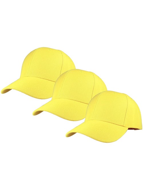 Baseball Caps Plain Baseball Cap Adjustable Back Strap 3 PC - Yellow - CZ18Z6RA2W4 $14.23