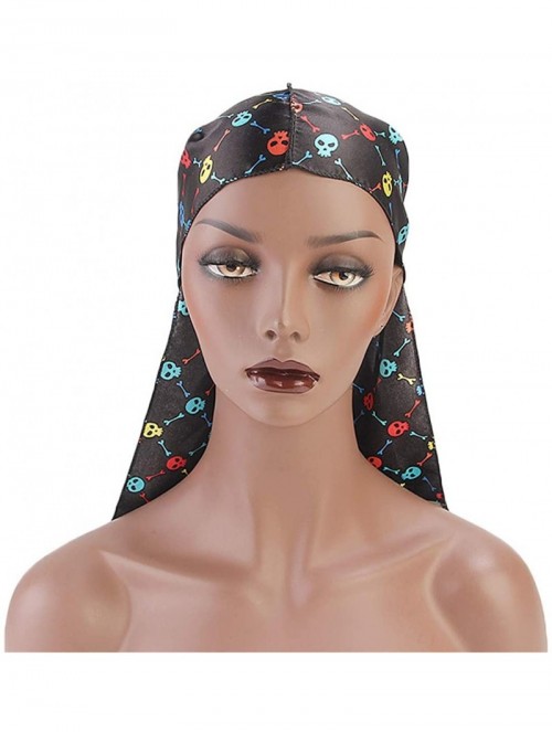 Skullies & Beanies Print Silky Durags Turban Silk Du Rag Waves Caps Headwear Do Doo Rag for Women Men - Tjm-05k-4 - CY197W792...