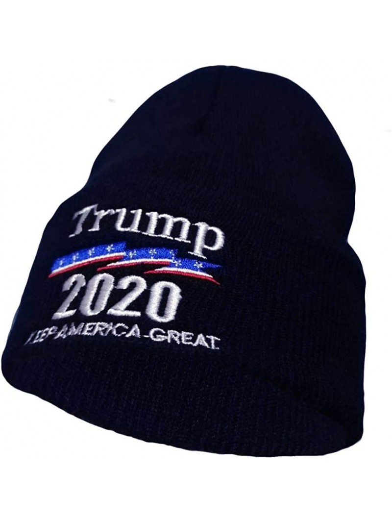 Skullies & Beanies Keep America Great 2020 Donald Trump Unisex Cuffed Plain Skull Knit Hat Cap - Navy 003 - C718YLX50NX $12.67