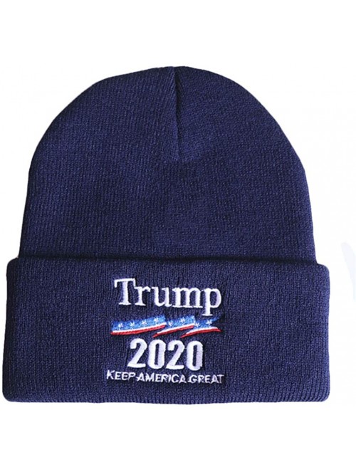 Skullies & Beanies Keep America Great 2020 Donald Trump Unisex Cuffed Plain Skull Knit Hat Cap - Navy 003 - C718YLX50NX $12.67