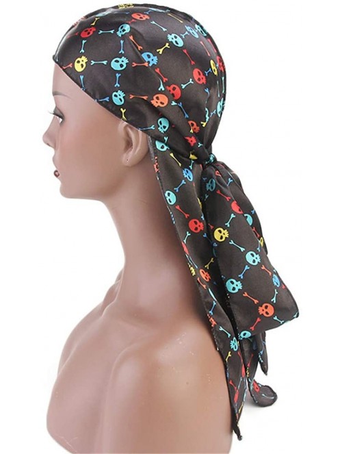 Skullies & Beanies Print Silky Durags Turban Silk Du Rag Waves Caps Headwear Do Doo Rag for Women Men - Tjm-05k-4 - CY197W792...