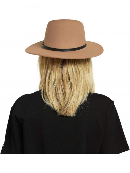 Fedoras Womens Felt Fedora Hat- Wide Brim Panama Cowboy Hat Floppy Sun Hat for Beach Church - Camel 3 - CO12BU5WXWN $16.20