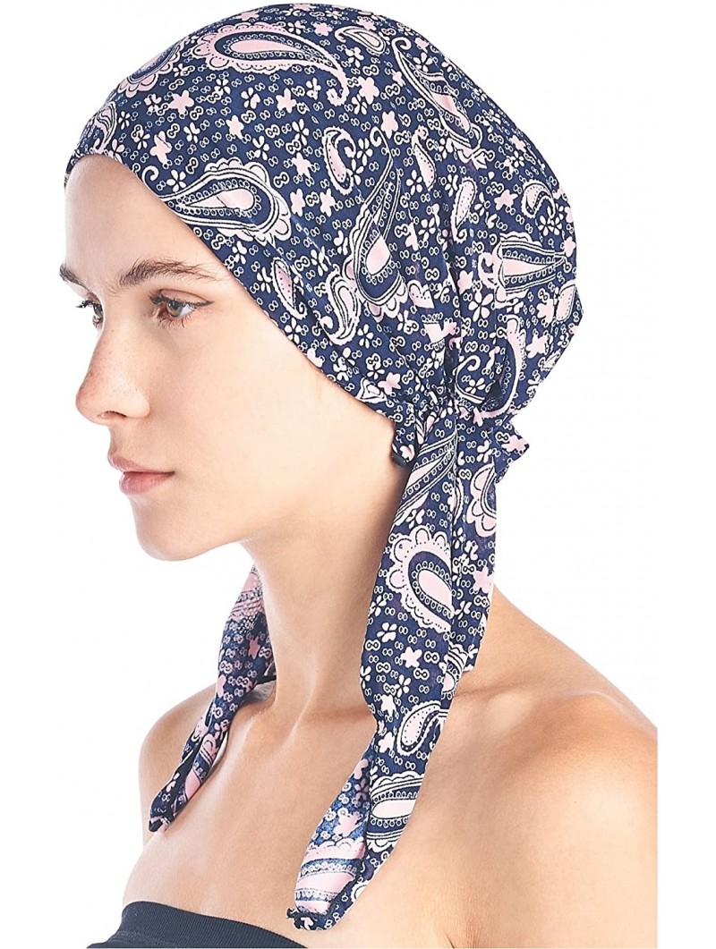 Skullies & Beanies Pre Tied Bandana Turban Chemo Head Scarf Sleep Hair Cover Hat - Lt Pink Paisley - CV187I0LZC5 $20.38