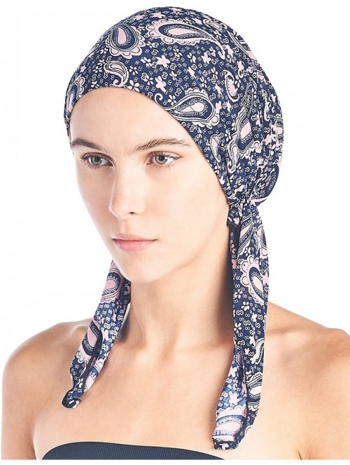 Skullies & Beanies Pre Tied Bandana Turban Chemo Head Scarf Sleep Hair Cover Hat - Lt Pink Paisley - CV187I0LZC5 $20.38