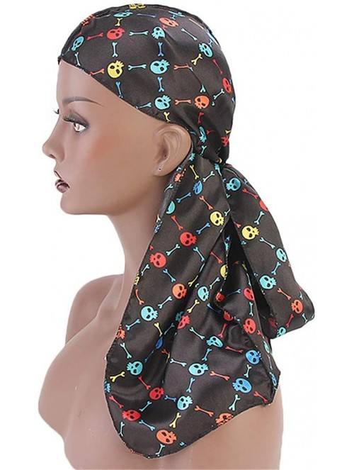 Skullies & Beanies Print Silky Durags Turban Silk Du Rag Waves Caps Headwear Do Doo Rag for Women Men - Tjm-05k-4 - CY197W792...