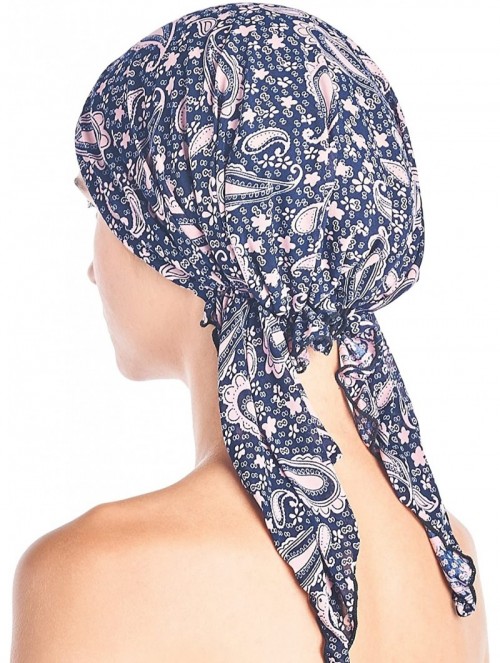 Skullies & Beanies Pre Tied Bandana Turban Chemo Head Scarf Sleep Hair Cover Hat - Lt Pink Paisley - CV187I0LZC5 $20.38