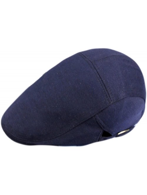 Newsboy Caps Men's Solid Cotton Flat Ivy Gatsby Newsboy Cap Hat - Navy - C712LWGG2QN $11.21