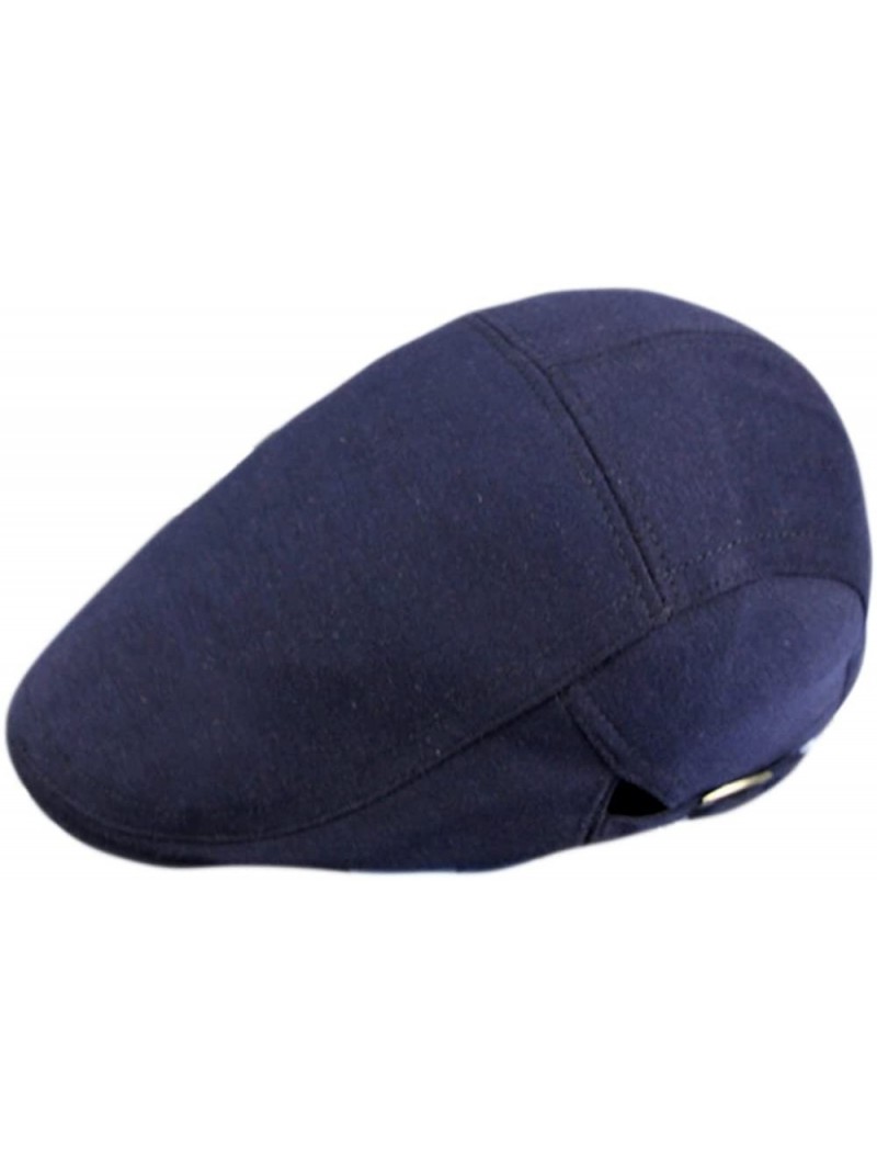 Newsboy Caps Men's Solid Cotton Flat Ivy Gatsby Newsboy Cap Hat - Navy - C712LWGG2QN $11.21