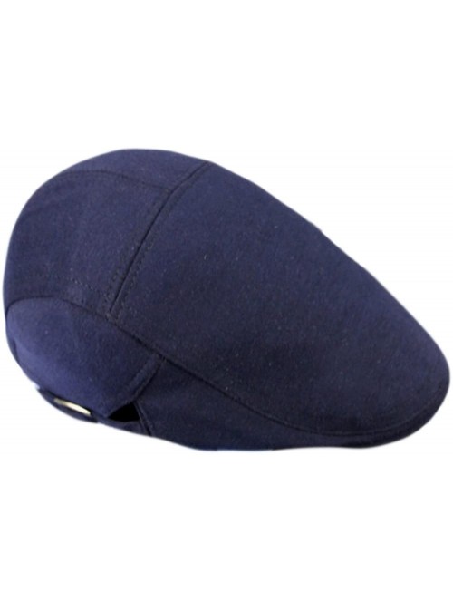 Newsboy Caps Men's Solid Cotton Flat Ivy Gatsby Newsboy Cap Hat - Navy - C712LWGG2QN $11.21