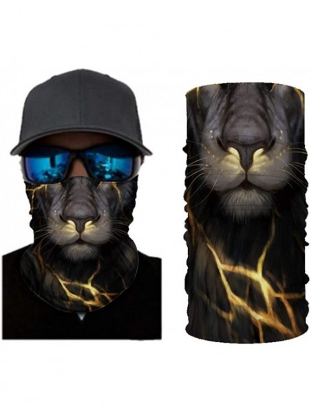 Balaclavas Cool Wolf Lion Print Bandana Balaclava Face Mask Neck Gaiter Scarf Headband for Men Women - Crack Lion - C7197XL5K...