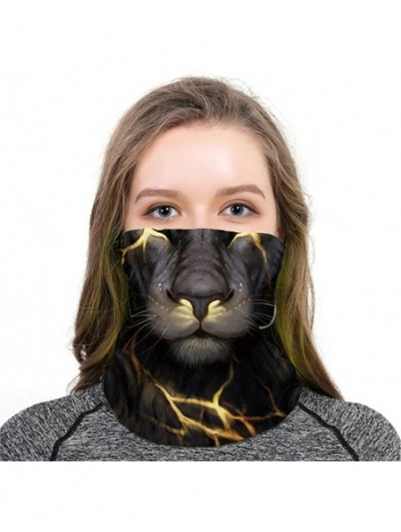 Balaclavas Cool Wolf Lion Print Bandana Balaclava Face Mask Neck Gaiter Scarf Headband for Men Women - Crack Lion - C7197XL5K...