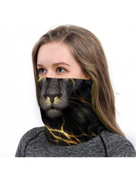 Balaclavas Cool Wolf Lion Print Bandana Balaclava Face Mask Neck Gaiter Scarf Headband for Men Women - Crack Lion - C7197XL5K...