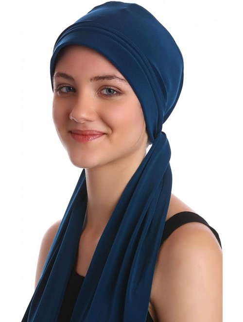 Sun Hats Versatile Headwear with Long Tails for Hairloss - Chemo Hats for Women - Teal - CX11QK5LP73 $24.97