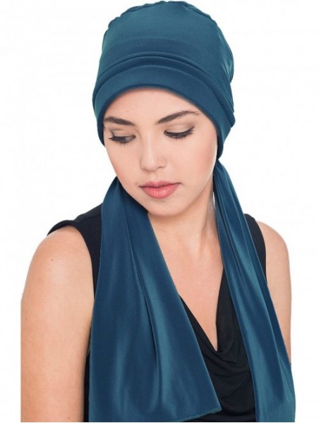 Sun Hats Versatile Headwear with Long Tails for Hairloss - Chemo Hats for Women - Teal - CX11QK5LP73 $24.97