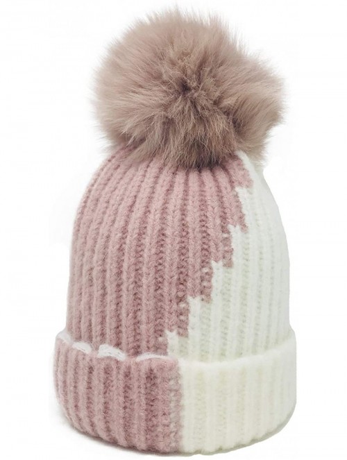 Skullies & Beanies knife Knitted Winter Snowboarding Slouchy - Pink & White - CY18IWXLSMS $16.12
