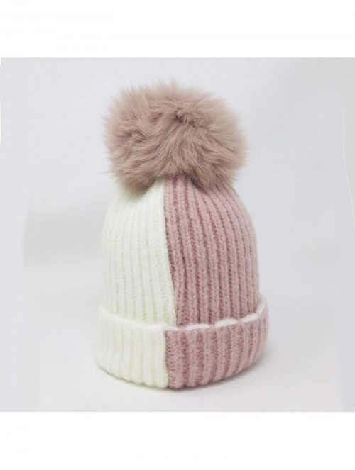 Skullies & Beanies knife Knitted Winter Snowboarding Slouchy - Pink & White - CY18IWXLSMS $16.12