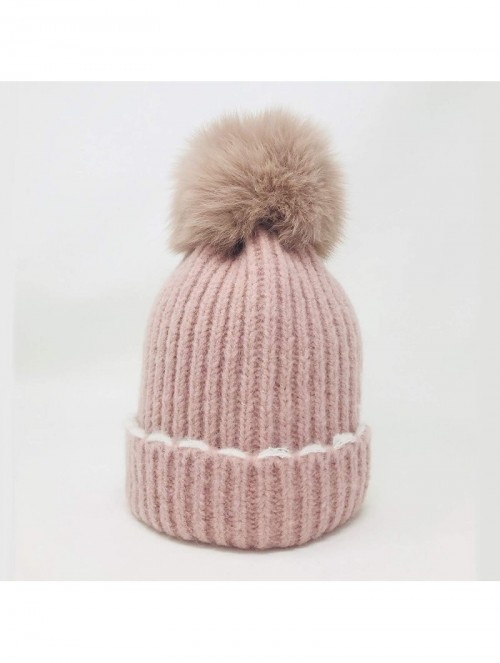 Skullies & Beanies knife Knitted Winter Snowboarding Slouchy - Pink & White - CY18IWXLSMS $16.12