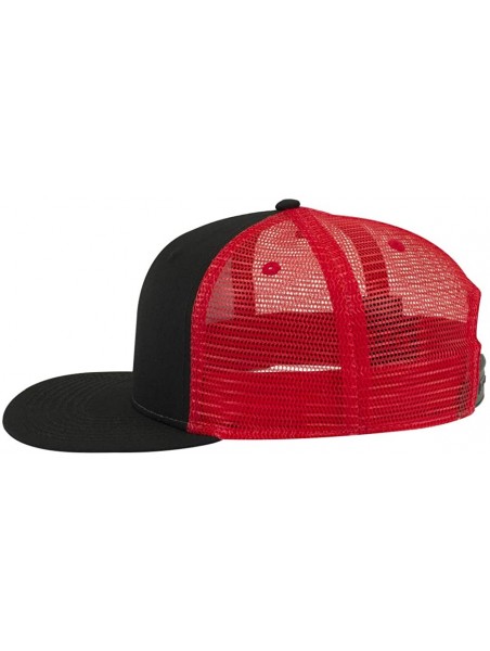 Baseball Caps SNAP Hawaiian Pattern Square Flat Visor 6 Panel Pro Style Snapback Hat - Blk/Blk/Red - C812O8HLBX4 $16.85