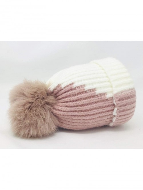 Skullies & Beanies knife Knitted Winter Snowboarding Slouchy - Pink & White - CY18IWXLSMS $16.12