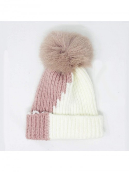 Skullies & Beanies knife Knitted Winter Snowboarding Slouchy - Pink & White - CY18IWXLSMS $16.12