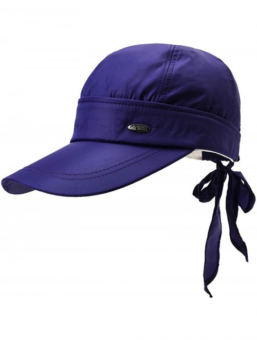 Sun Hats Women's Uv Protection Sun Hat Covertible 2 in 1 Beach Visor Hat Wide Large Brim Thin Cap - Purple - CE18RZ0KG6L $10.15