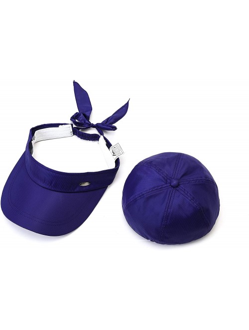 Sun Hats Women's Uv Protection Sun Hat Covertible 2 in 1 Beach Visor Hat Wide Large Brim Thin Cap - Purple - CE18RZ0KG6L $10.15