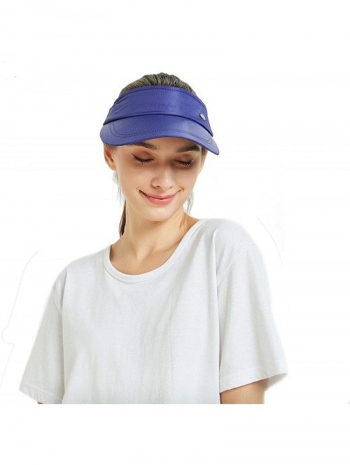 Sun Hats Women's Uv Protection Sun Hat Covertible 2 in 1 Beach Visor Hat Wide Large Brim Thin Cap - Purple - CE18RZ0KG6L $10.15