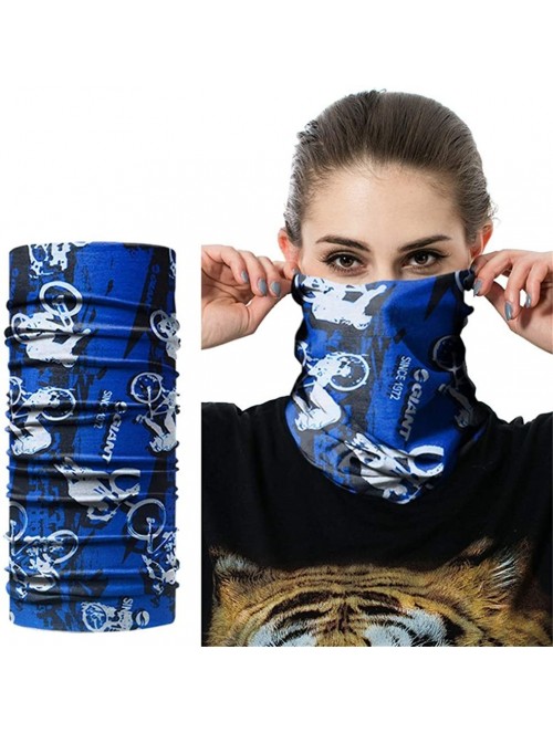 Balaclavas Seamless Face Mask Silk Fabric Headwear Headband Neck Gaiter Multifunctional - Blue & White & Bike - CV197SLMNSX $...
