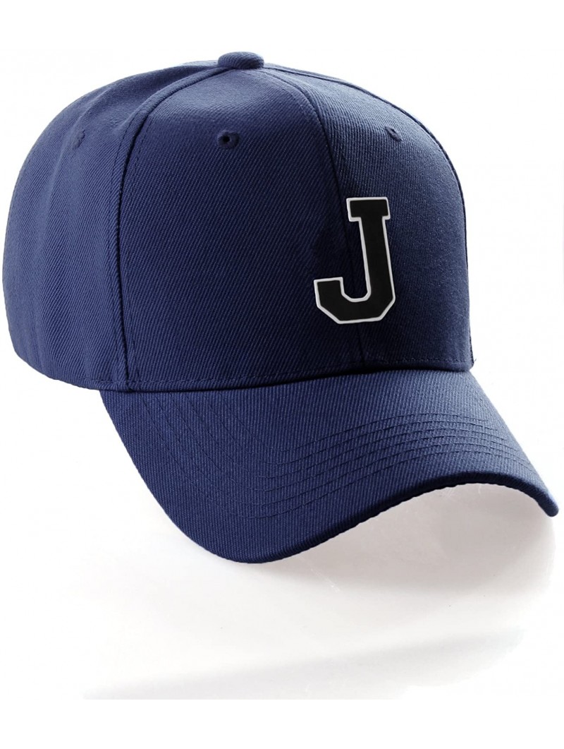 Baseball Caps Classic Baseball Hat Custom A to Z Initial Team Letter- Navy Cap White Black - Letter J - CI18IDUDKI8 $11.78