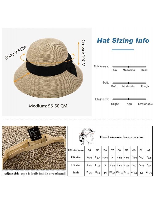 Sun Hats Packable Straw Floppy Fedora Panama Derby Beach Sun Hat for Women Band Ribbon 55-58cm - Beige Mix_69087 - CV18SQ90XO...