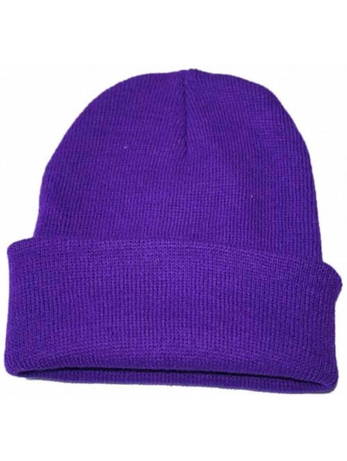 Newsboy Caps Unisex Solid Slouchy Knitting Beanie Warm Cap Ski Hat - Purple - CI18ELZ2KWI $10.11