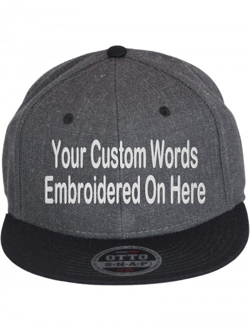 Baseball Caps Custom Snapback Hat Otto Embroidered Your Own Text Flatbill Bill Snapback - Dark Heather Gray/Black Bill - C918...