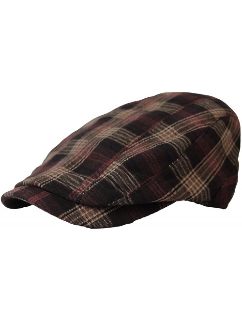 Newsboy Caps Winter Cotton Gatsby Ivy Flat Cap Newsboy Hat Tartan Check LD31225 - Red - CE18Y8G9C0Z $34.50