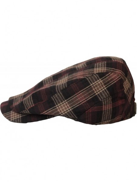 Newsboy Caps Winter Cotton Gatsby Ivy Flat Cap Newsboy Hat Tartan Check LD31225 - Red - CE18Y8G9C0Z $34.50