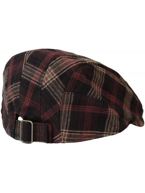 Newsboy Caps Winter Cotton Gatsby Ivy Flat Cap Newsboy Hat Tartan Check LD31225 - Red - CE18Y8G9C0Z $34.50