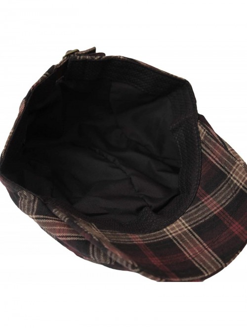 Newsboy Caps Winter Cotton Gatsby Ivy Flat Cap Newsboy Hat Tartan Check LD31225 - Red - CE18Y8G9C0Z $34.50