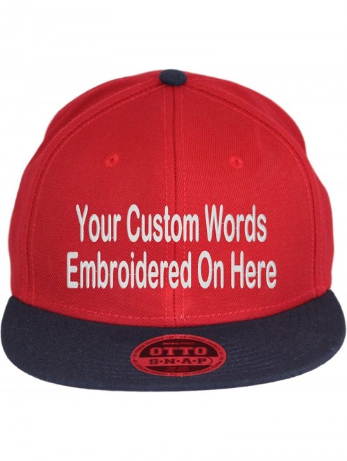 Baseball Caps Custom Snapback Hat Otto Embroidered Your Own Text Flatbill Bill Snapback - Red/Navy Bill - CC187D5WOWM $36.53