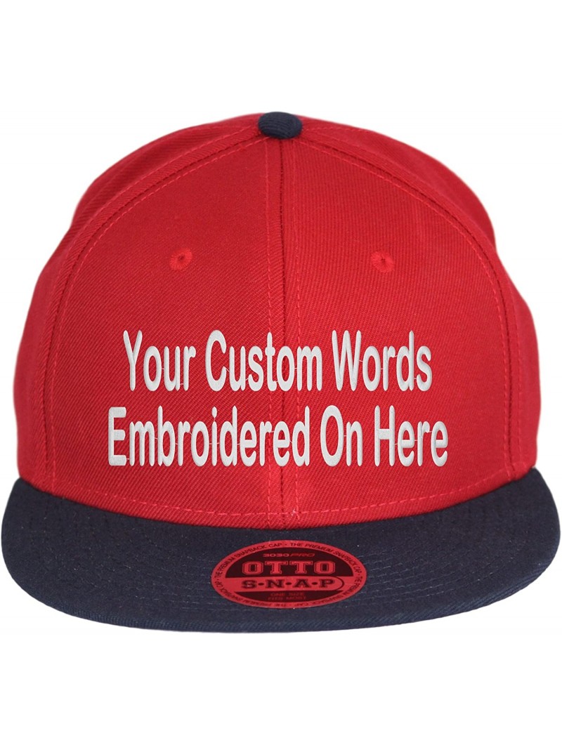 Baseball Caps Custom Snapback Hat Otto Embroidered Your Own Text Flatbill Bill Snapback - Red/Navy Bill - CC187D5WOWM $36.53