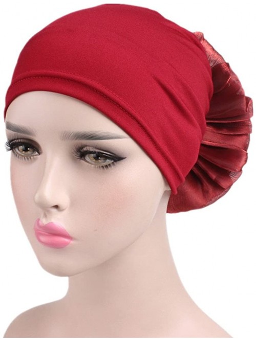 Skullies & Beanies Women Flower Elastic Turban Beanie Head Scarf wrap Chemo Cap hat for Cancer Patient - Red - CX18744N36X $1...