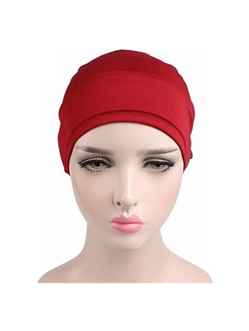 Skullies & Beanies Women Flower Elastic Turban Beanie Head Scarf wrap Chemo Cap hat for Cancer Patient - Red - CX18744N36X $1...