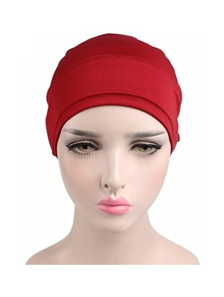 Skullies & Beanies Women Flower Elastic Turban Beanie Head Scarf wrap Chemo Cap hat for Cancer Patient - Red - CX18744N36X $1...