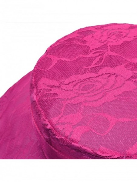 Sun Hats Womens Lace Floppy Wide Brim Sun Hat Kentucky Derby Party A440 - Hot Pink - CI182OCQUC8 $36.64