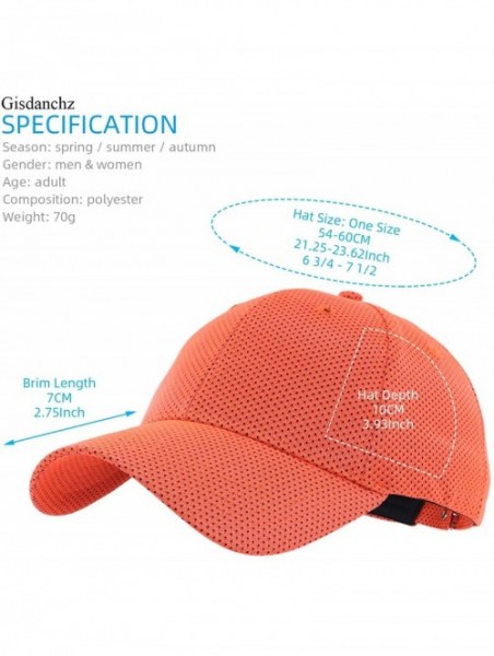 Baseball Caps Unisex Breathable Mesh Baseball Cap Adjustable One Size - Breathable - Orange - CC18UYO7U8M $14.22